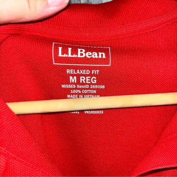 L.L. Bean Red Fitted Button Down Polo Shirt - Picture 4 of 4